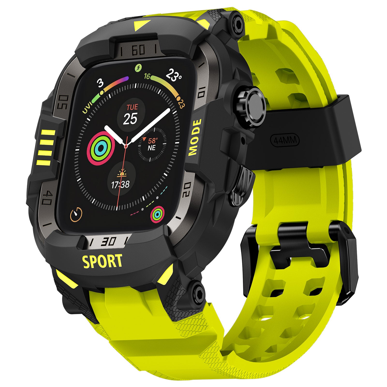Rugged Case with Band Protector Compatible with Apple Watch 44mm, 45mm, 46mm, 49mm for iWatch Ultra 3/2/1 Series 11 10 9 8 7 6 5 4, Military Grade Shockproof Bumper and Men's Tactical Heavy Duty Strap