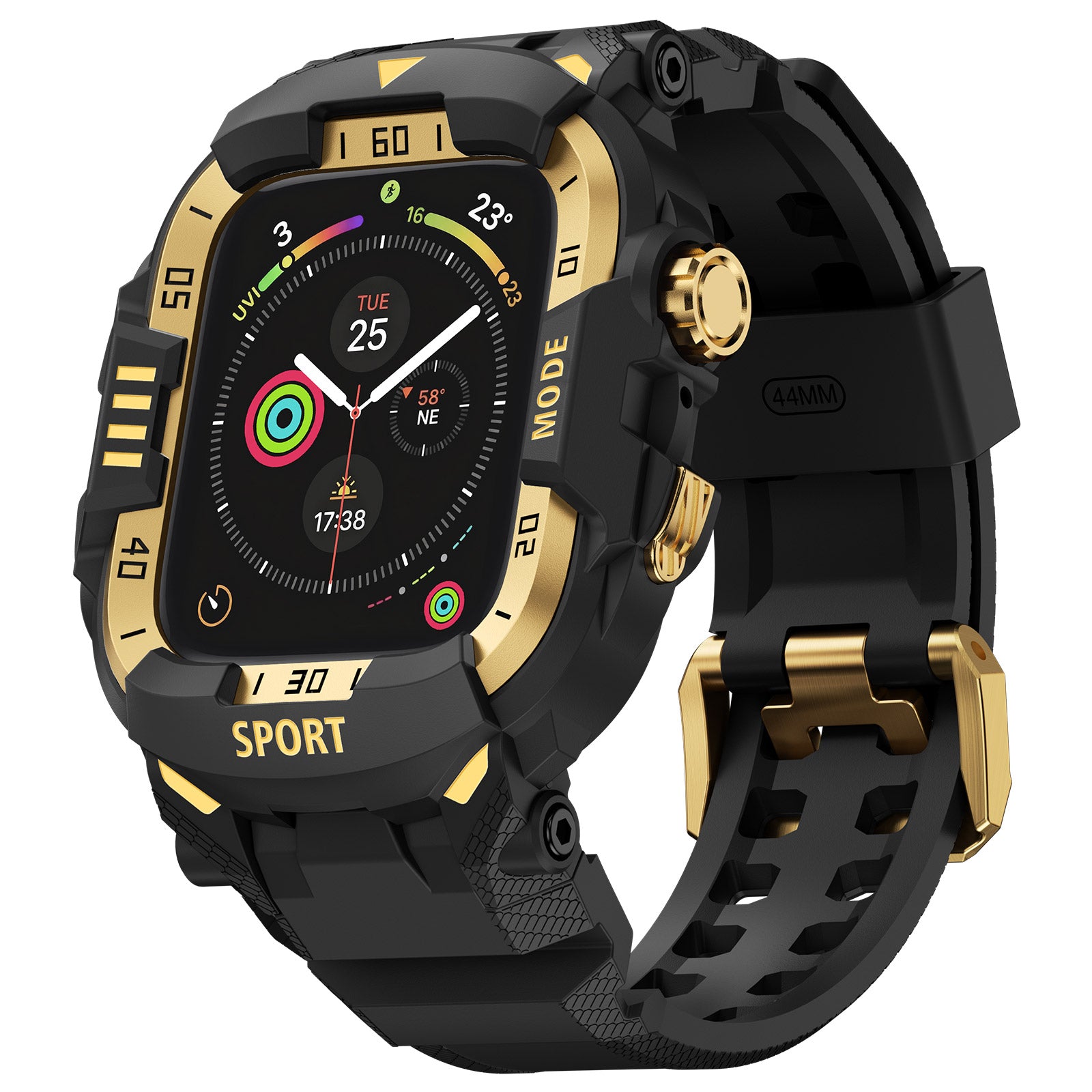 Rugged Case with Band Protector Compatible with Apple Watch 44mm, 45mm, 46mm, 49mm for iWatch Ultra 3/2/1 Series 11 10 9 8 7 6 5 4, Military Grade Shockproof Bumper and Men's Tactical Heavy Duty Strap