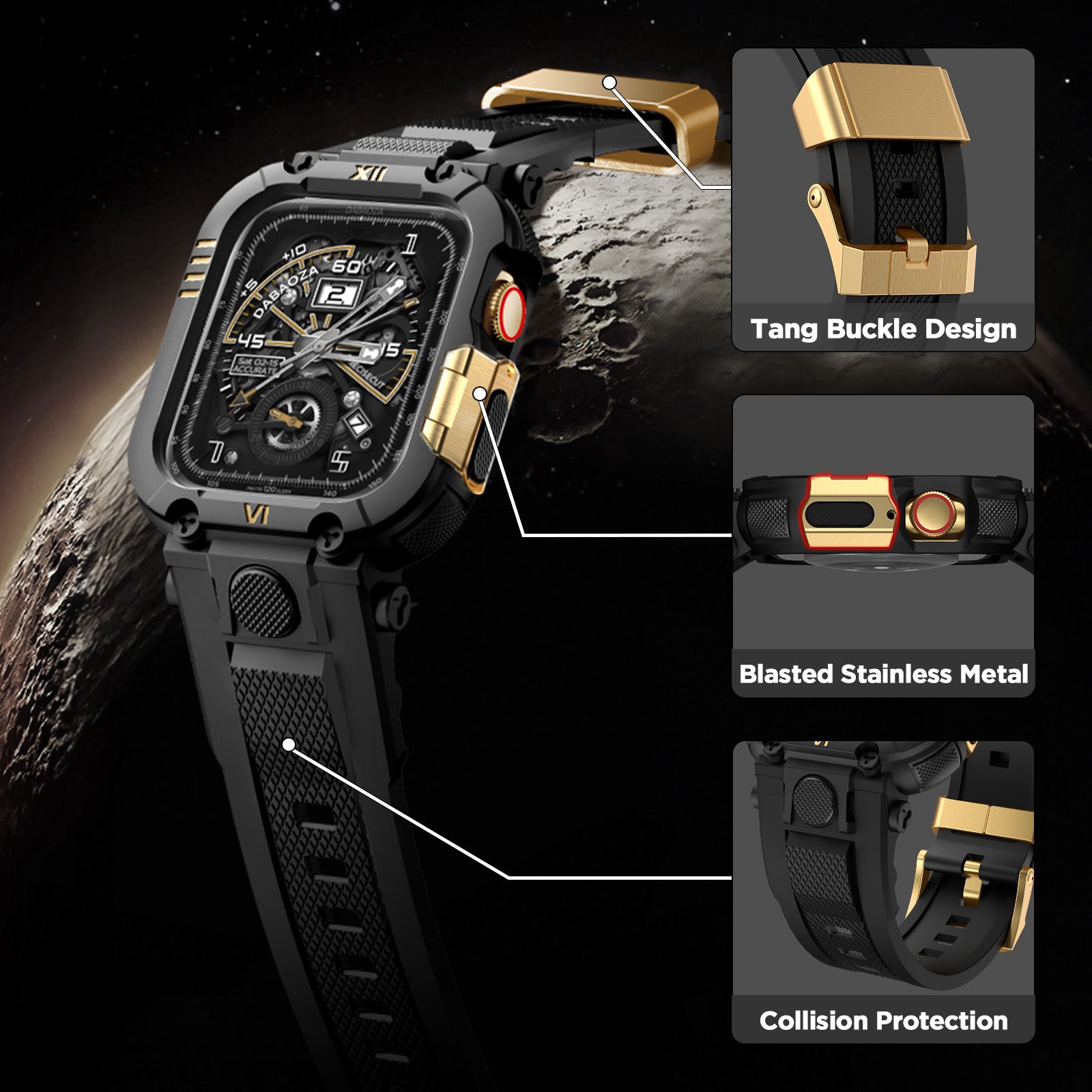 DABAOZA Men's Sport Rugged Apple Watch Band & Case – 49mm/46mm/45mm/44mm