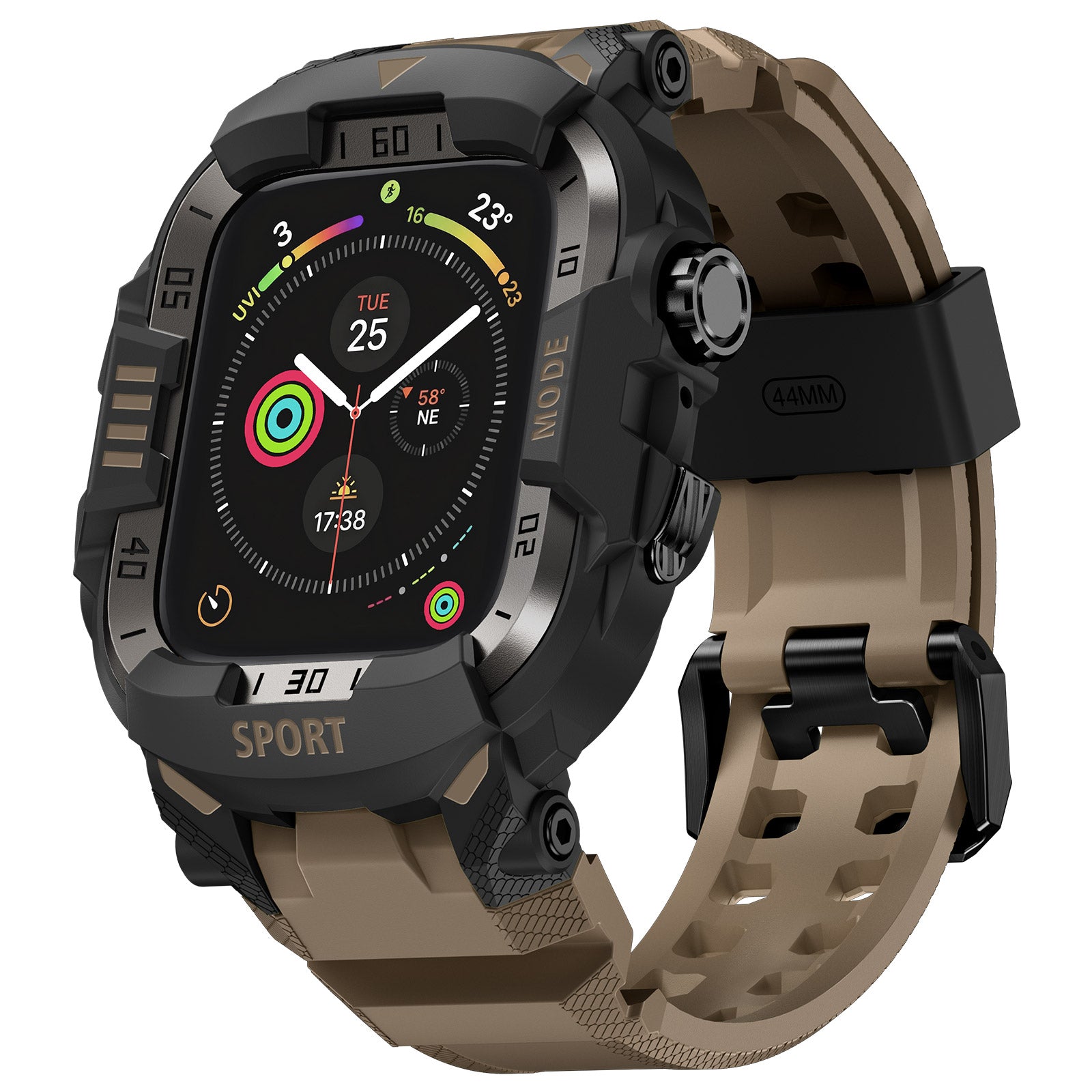 Rugged Case with Band Protector Compatible with Apple Watch 44mm, 45mm, 46mm, 49mm for iWatch Ultra 3/2/1 Series 11 10 9 8 7 6 5 4, Military Grade Shockproof Bumper and Men's Tactical Heavy Duty Strap