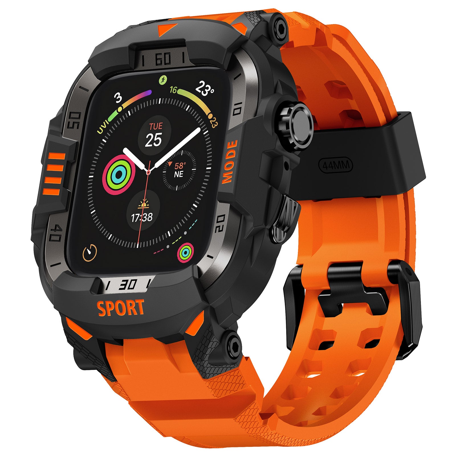 Rugged Case with Band Protector Compatible with Apple Watch 44mm, 45mm, 46mm, 49mm for iWatch Ultra 3/2/1 Series 11 10 9 8 7 6 5 4, Military Grade Shockproof Bumper and Men's Tactical Heavy Duty Strap